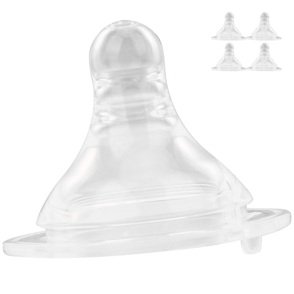 Set Biberon Tetină Silicon Lichid Moale Biberon Tetină Suzetă pentru Sugari Accesoriu Biberon(4 x Biberon 1 x