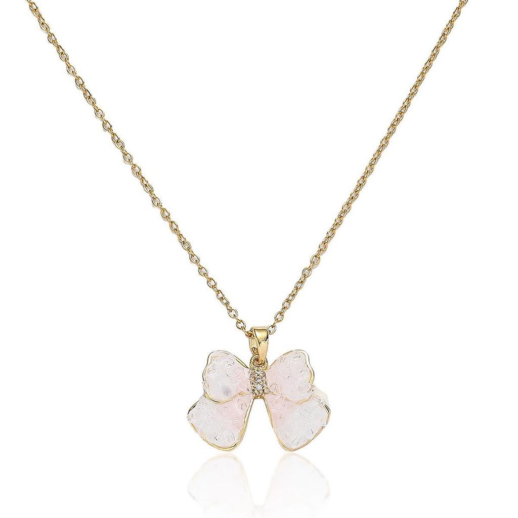 Butterfly Necklace with Color-Retaining Zircon - Fashionable, Versatile Women's Jewelry Accessory.