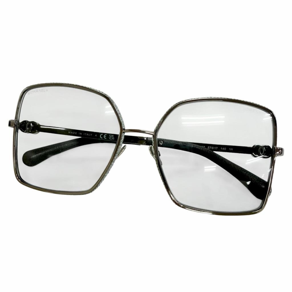 Excellent CHANEL Sunglasses COCO Mark Square Shape Denim Calfskin 4288-Q Used