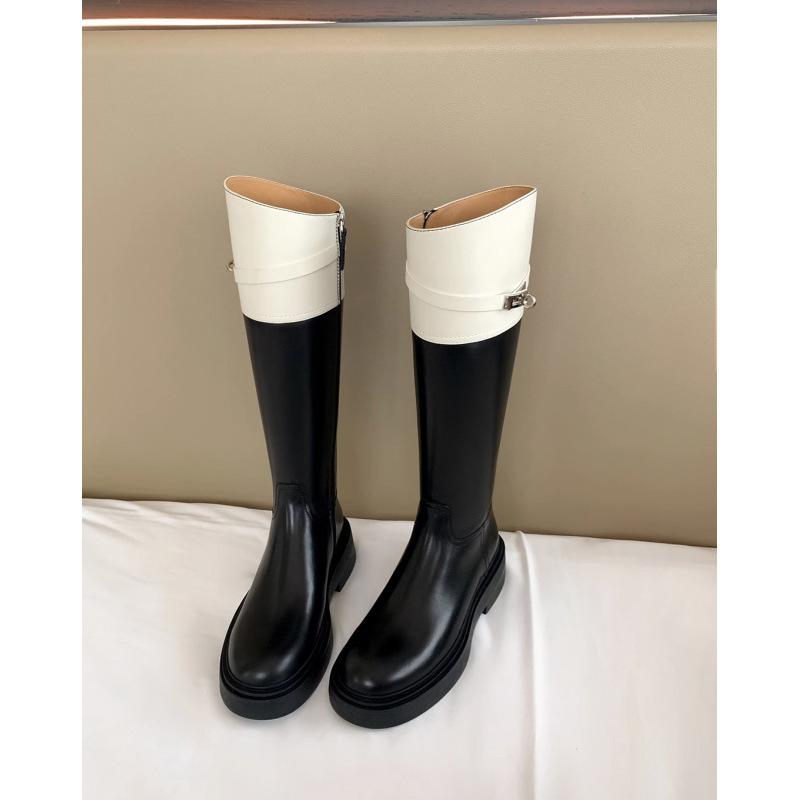 

Туфли с круглым носком, цвет соответствует замку, толстый каблук, средние и высокие сапоги, рыцарские сапоги, женские сапоги, осень 40