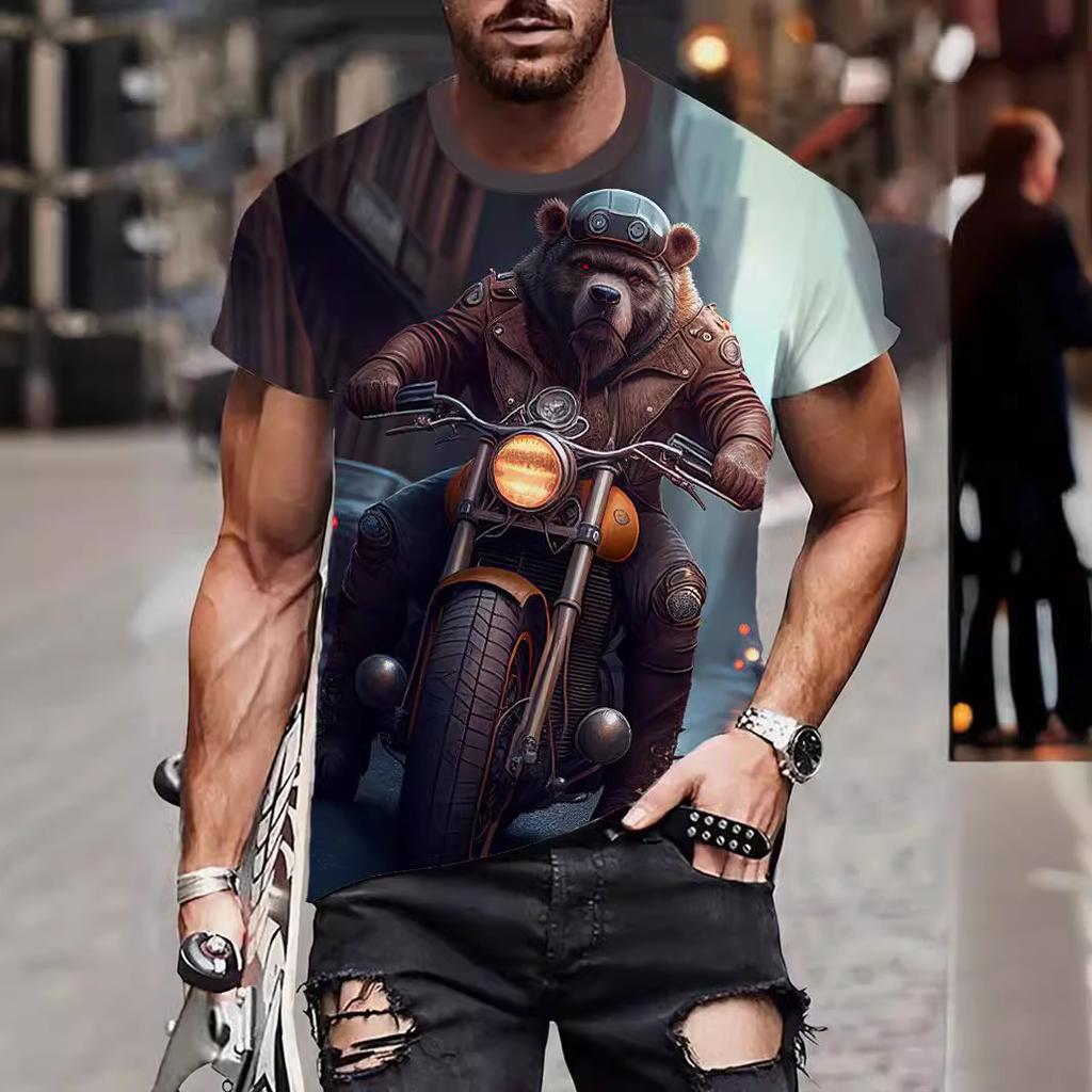 Letní Pánská Trička s 3D Potiskem Medvěda a Psa Pandy Módní Ležérní s O-výstřihem Krátký Rukáv Sportovní Oblečení Cool Streetwear Nadměrné Top