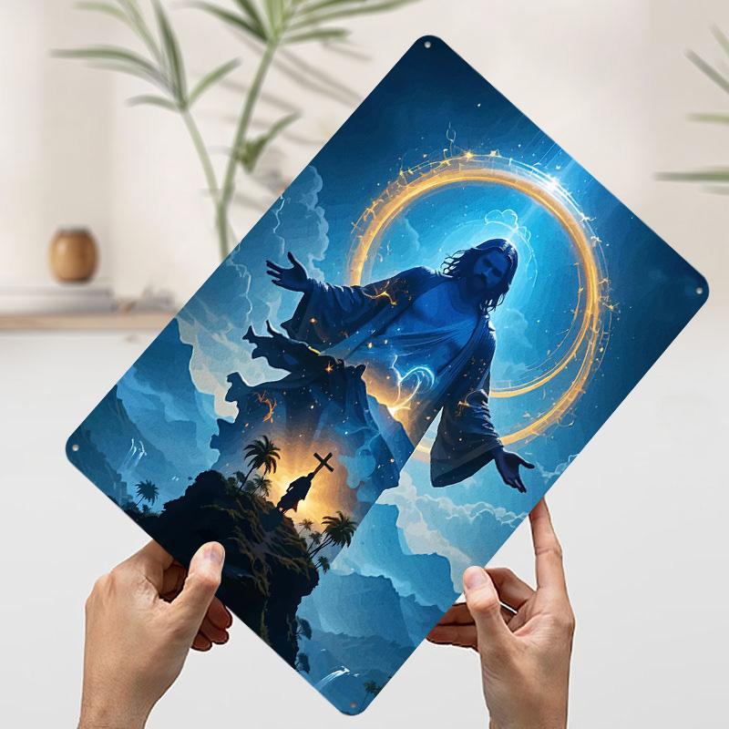 Jesus Christ Landscape Poster Customized Wall Art Vintage Metal Signs Retro Tin Plaque for Man Cave Aesthetic Decoration Room