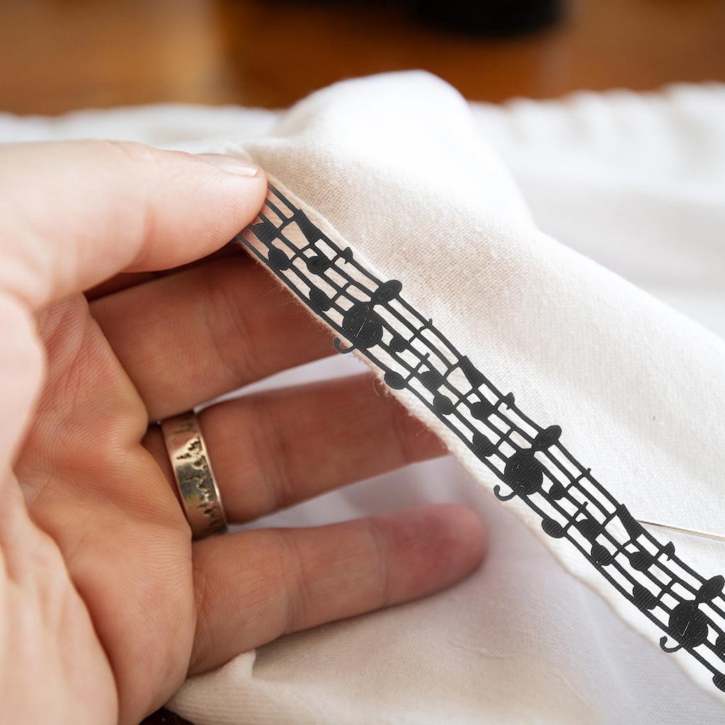 Hollow Music Note Ribbon Detailed Embossed Pattern Soft Sturdy Fabric for DIY Party Wedding Wrapping Craft Decoration Supplies