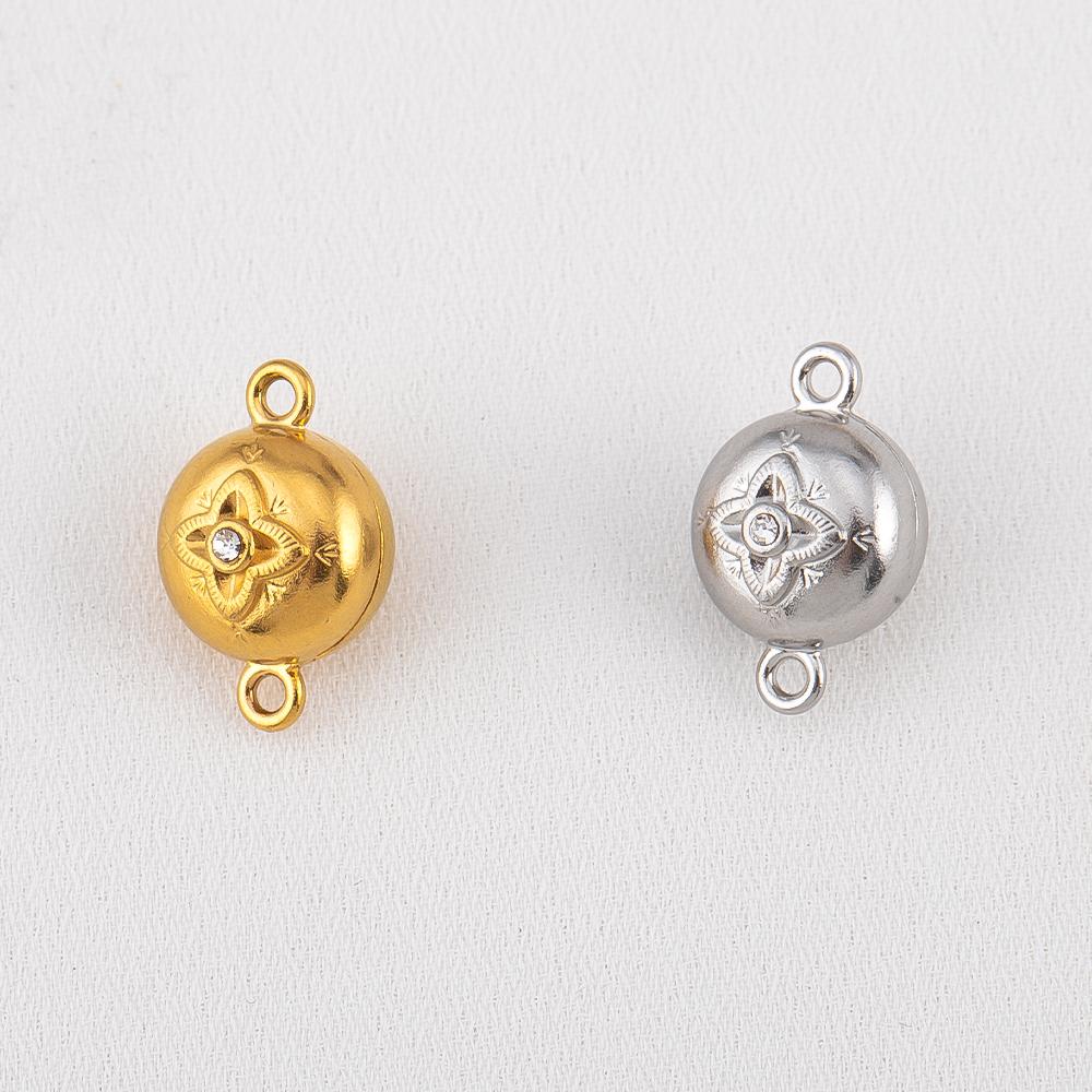 1Set Magnetic Buckle Stainless Steel Round Heart Clasp Flower Connector Bracelet Necklaces Jewelry Making DIY End Converter