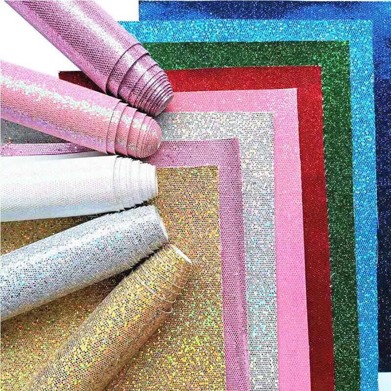 7 Sheets 20x30cm Bundle Self Adhesive Glitter Fabric for Stairs Wallpaper Sticker Border Festival Decoration Crafts DIY Handmade