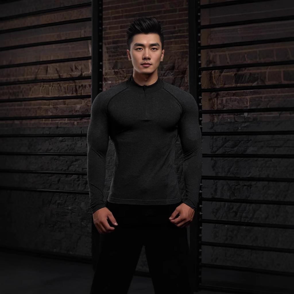 Women's Seamless Jacquard Zipper Long Sleeve Workout T-Shirt - Quick Dry Fit for Gym Training Outdoor Sports
