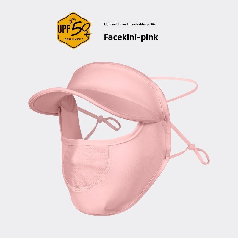 

Fashion Ice Silk Sun Protection Mask Full Face UPF50+ Anti-UV Neck Scarf Dustproof 3D Sunshade Face Mask Outdoor рожевий