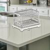 2 Tier Stainless Steel Dish Drying Rack with Drainboard Kitchen Counter Dishware Strainer And Tableware Racks Dish Drainer