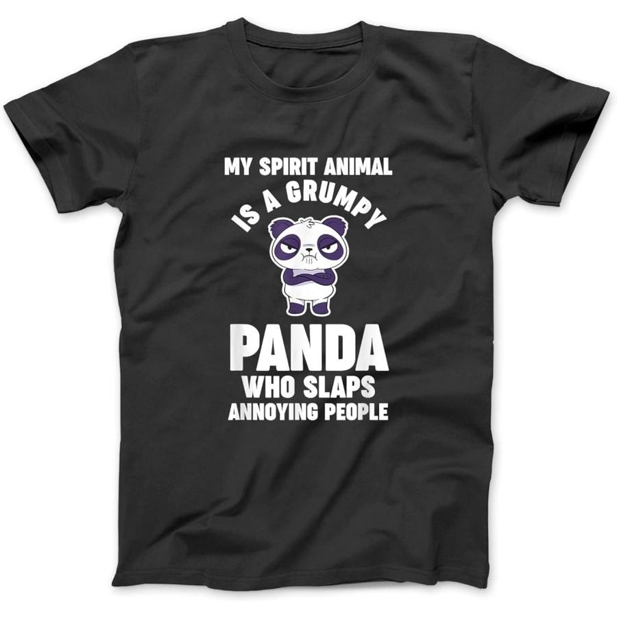 My Spirit Animal is a Grumpy Panda Shirt for Men Women Kids Made in Canada Black S