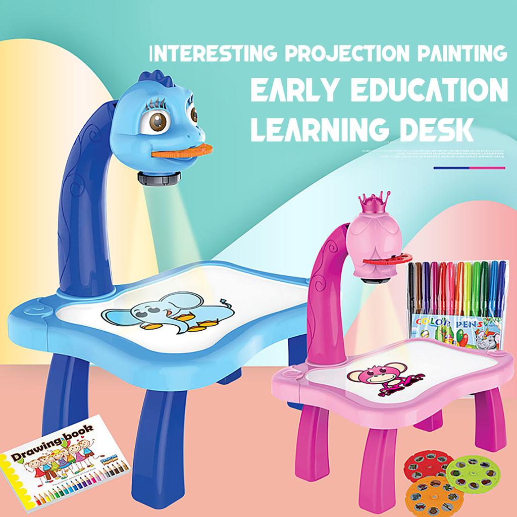 Child Smart Projector Desk With Light & Music Learning Painting Machine Toy 5ML