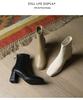 White Velvet-Lined Square Toe Chunky Heel Ankle Boots for Women - Trendy Slimming French Leather High Heels