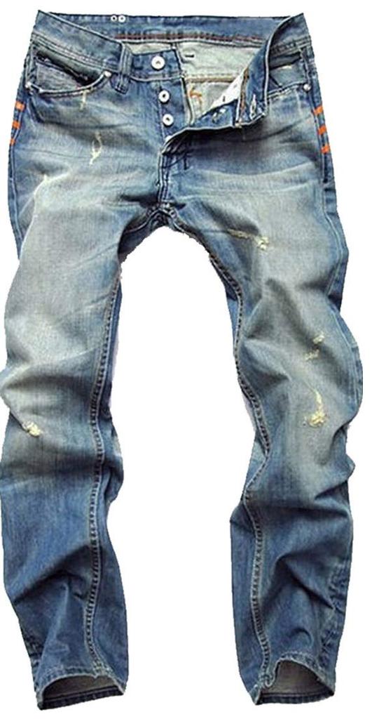 Laquest Men's Distressed Straight Slim Fit Denim Pants (Size 38 (Waist 100cm))