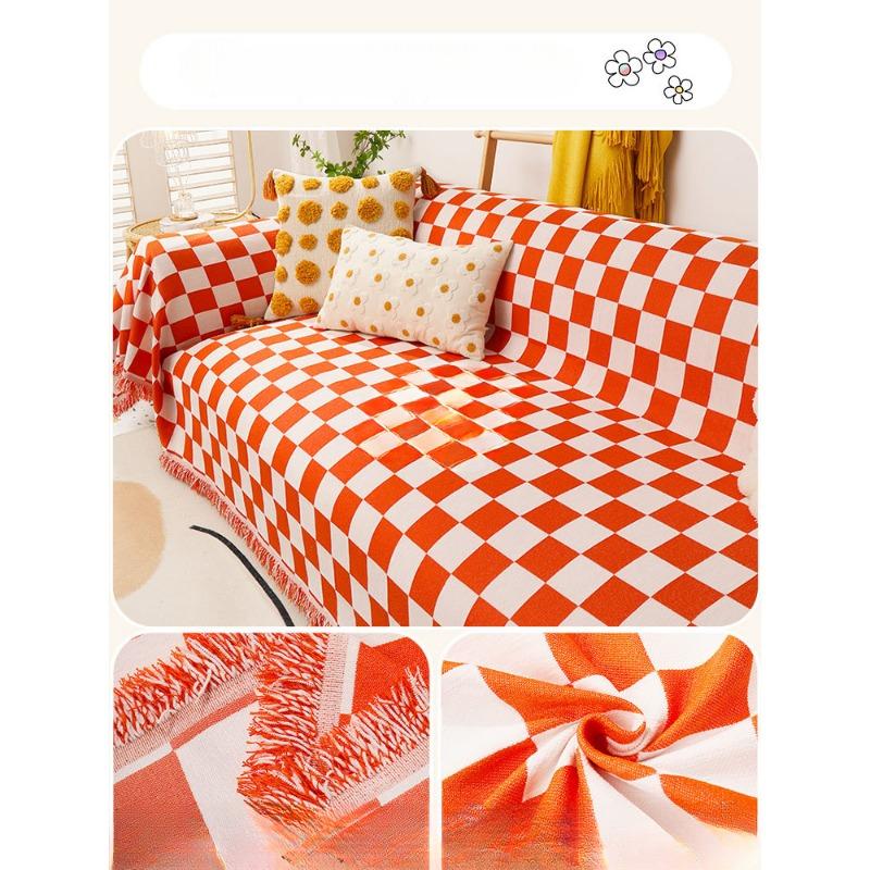 Chessboard Grid Nordic Instagram Style Sofa Cover Cloth Four Seasons Universal Dustproof Double-Sided Can Be Spread Sofa Blanket Cover Towel