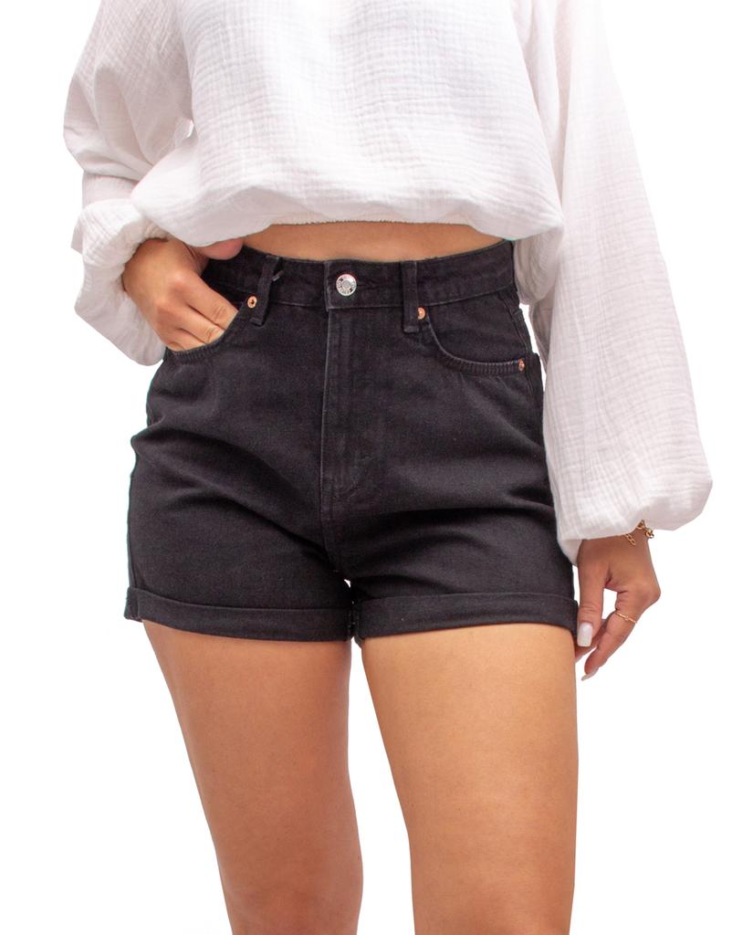 Krótkie Spodenki Jeansowe Damskie Dżinsowe Mom Fit Bermudy Czarne 38 M Firi