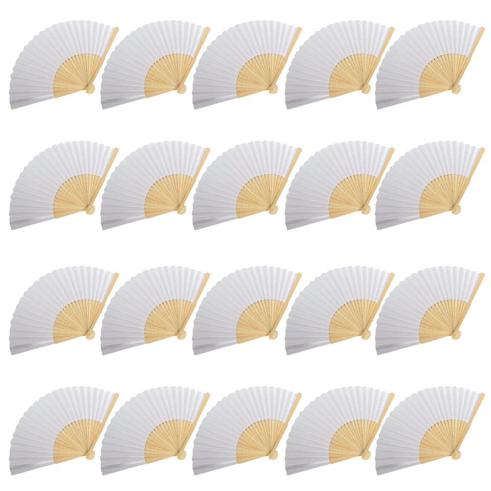 30-1pcs Blank White DIY Paper Bamboo Folding Fan Wedding Party Personalized Hand Practice Creative Fans for Calligraphy Drawing