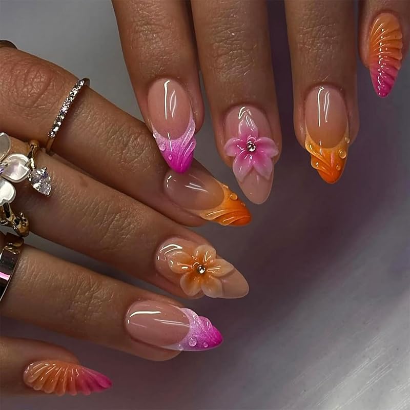 24pcs Halloween Press On Nails Short Oval Bat Fake Nails with Spider Skull Pumpkin Spider Web Designs Ghost False Nail Halloween Acrylic Nail Kit