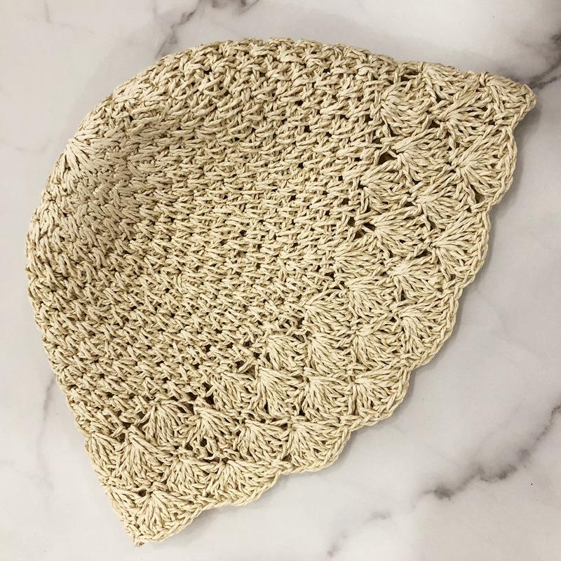 

Straw Bucket Handmade Hat Korean Version Of Summer Sun Visor Visor Hat Fisherman бежевий
