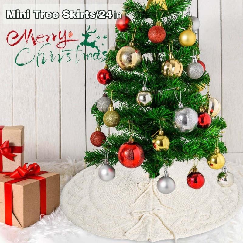 Adjustable Size Christmas Tree Base Rings Handmade White Tree Skirt Elegant Tree Stadn Skirt for Festival Decors