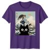Black Cat Sea Turtle Kai Nichi Bei Yaki Japanese Art Ukiyoe Style Graphic Tee