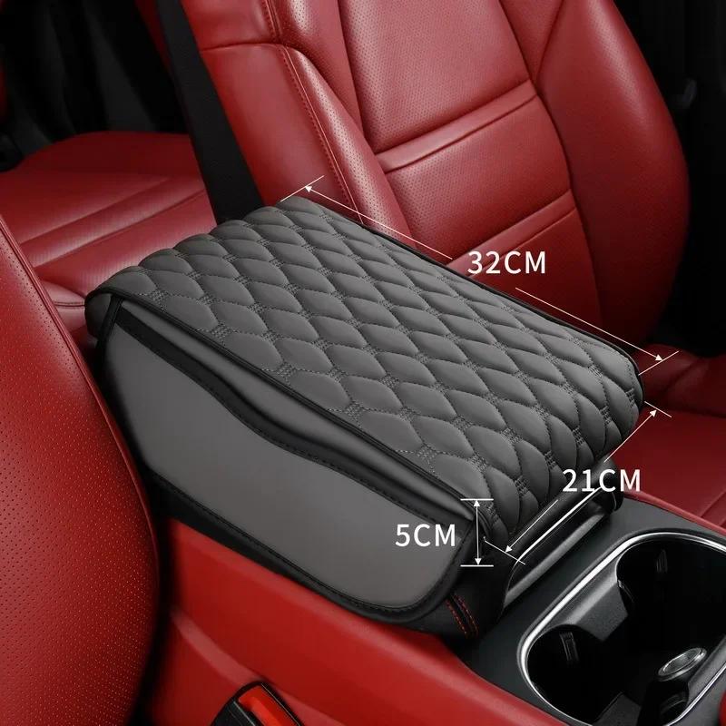 Car Armrest Mat Center Console Memory Foam Vehicle Arm Rest Box Pads PU Leather Arm Rest Protection Cushion Storage Pocket