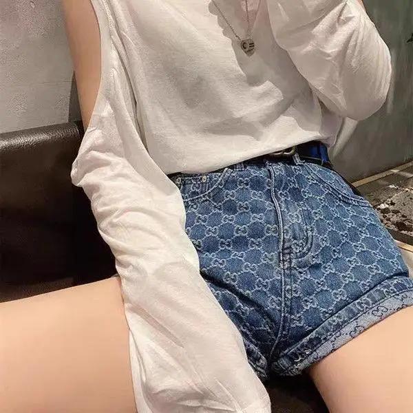 High-Waisted Vintage Denim Shorts Women's Loose-Fit Straight-Leg Wide-Leg Cotton Pants Trendy Spring Summer