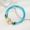 Bohemia Layered Beaded Anklet For Women Hollow Double Heart Charm Ankle Bracelet Summer Beach Vacation Foot Jewelry Gift
