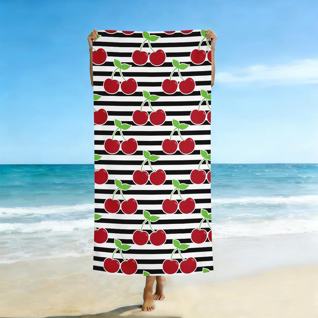 1 Stück Sommerfrucht Wassermelone und Zitrone Blume Bedrucktes Strandtuch, Saugfähig, Schnelltrocknendes Handtuch für Schwimmer (Einseitig bedruckt)