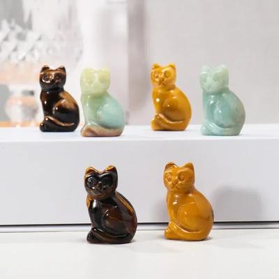 Natürliches Kristallerz, Mini-Glückskatze, Ornament, Kristall, Rohstein, Tierschnitzerei, Stück, Heimdekoration, Geschenk