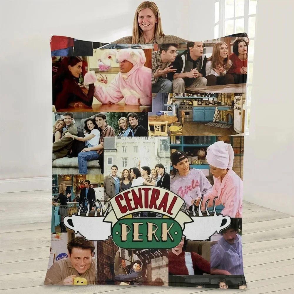 Friends Printed Blankets Black Winter Comfortable Warmth Cover Lightweight Travel TV Show Throw Pretty Birthday Souvenir Gifts
