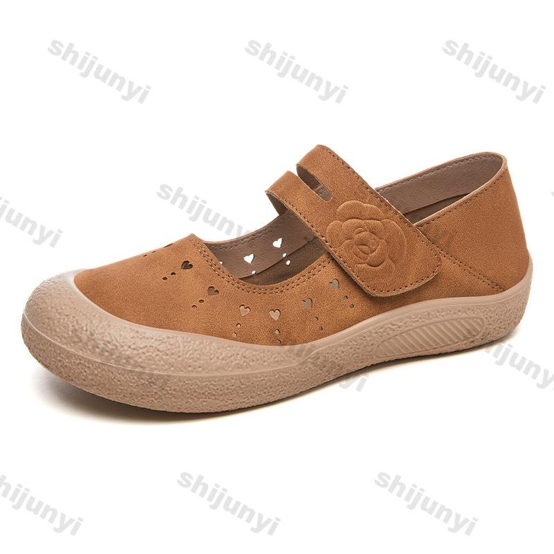 Fashion Women's Flats 2025 Summer New Hollow Breathable Non Slip Casual Shoes Fashion Lightweight Comfortable Vintage Sandals Zapatillas