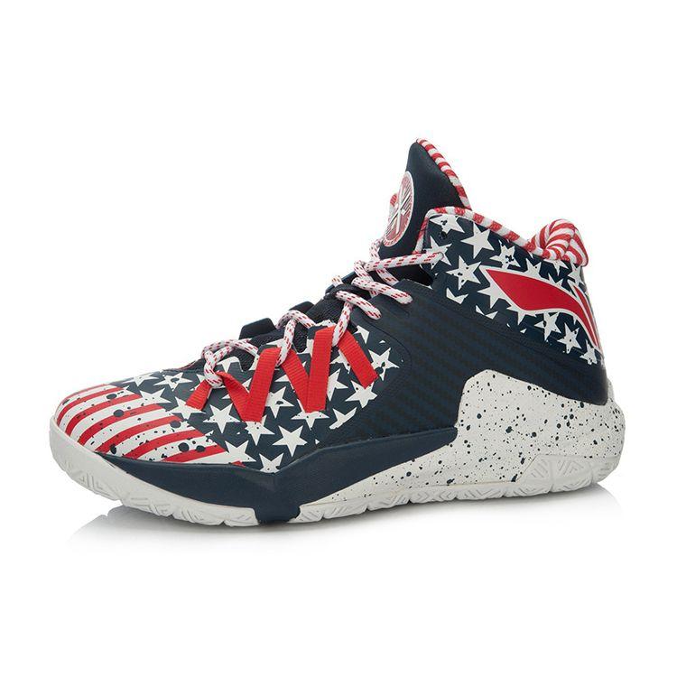 Li Ning Team Style 3 Wade Series Shock Absorbing High Top Basketball Shoes Unisex Basketball Shoes Blue Red ABAL007-6