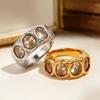 Hammered Finish Oval Zircon Ring Oval Cut Gold Plated Band Elegant Stainless Steel Ring  for Women