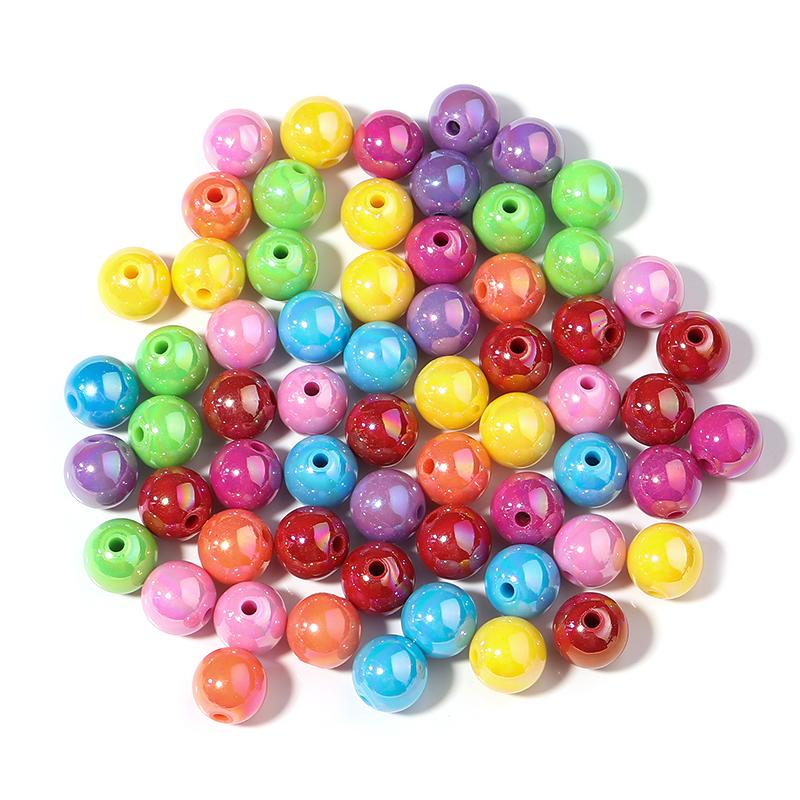 8 10 12 14 16mm Acrylic Round Beads Colorful Glossy Loose Spacer Beads For Handmade Bracelet Making DIY Jewelry Accessories