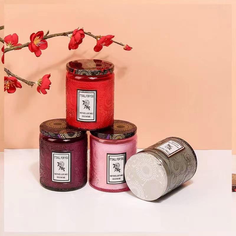 Scented Candle Embossed Cup, Vegetable Wax-free Romantic Souvenir, Japanese Style