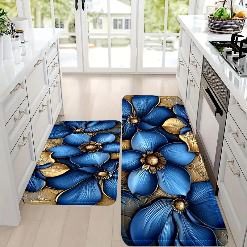 1 szt. Antyzmęczeniowe dywaniki kuchenne z nadrukiem kwiatowym, wodoodporne, antypoślizgowe, grube, wyściełane, wytrzymałe, wygodne, stojące dywaniki kuchenne