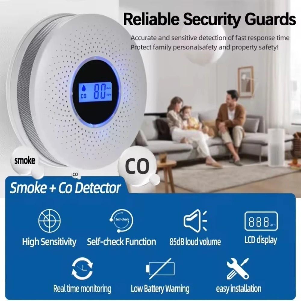 2 in 1 CO Monoxide Alarm LCD Display Smoke Alarm Air Quality Monitor CO Monitor  Travel