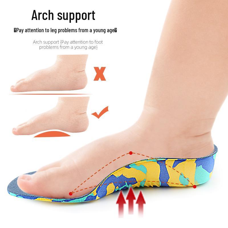 Velvet Camouflage Arch Support Insoles for Kids - Orthopedic Correction for Flat Feet