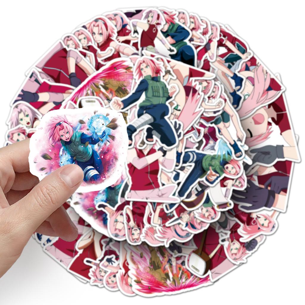 50 Pictures of Haruno Sakura Graffiti Stickers Personalized Cartoon Japanese Comic Decoration Mobile Suitcase Stickers