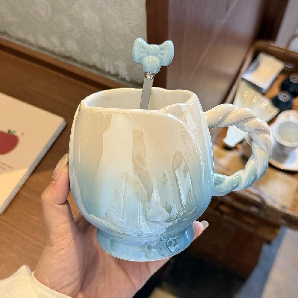Flower Mug Ins High-value Girl's Heart Ceramic Cup Exquisite Water Cup Couple Home Coffee Breakfast Cup