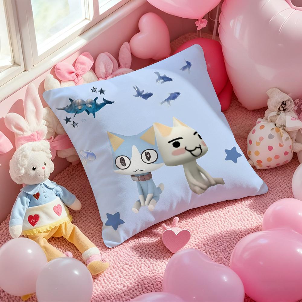 L-Lnoue T-Toro Cute Cushion Cover Pattern Printed Pillowcase for Living Room Sofa Cushion Cover & Bedroom Decor