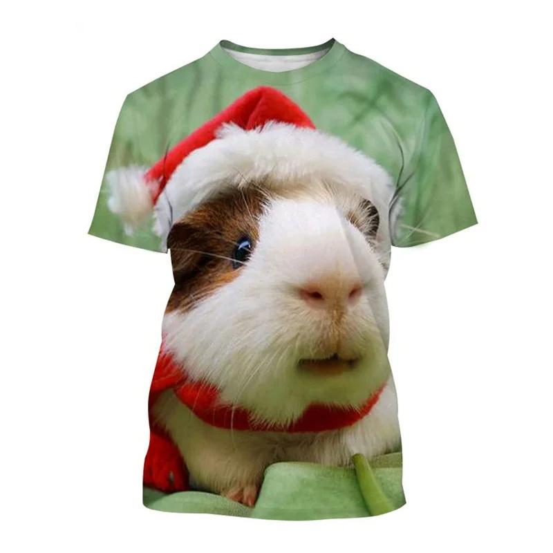 New Summer Cute Guinea Pig T-Shirt For Funny Animal 3D Printed Tees Fashion Short Sleeves Clothes Harajuku T Shirts Tops
