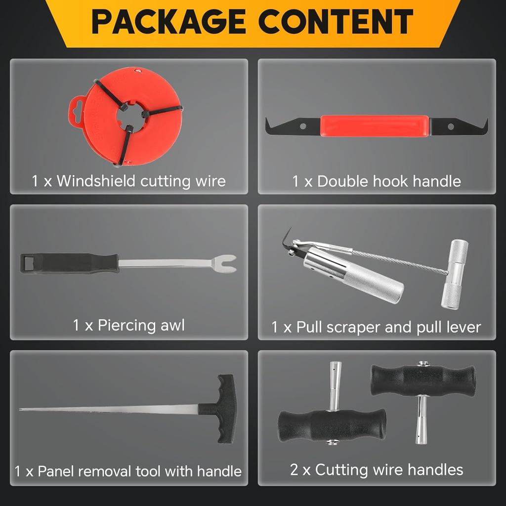 7PCS Windshield Removal Tool Kit | Car Windscreen Remover Set for Vintage Cars