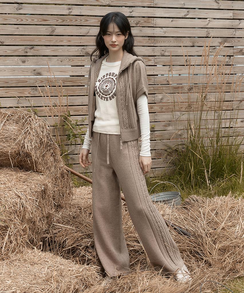 ENNITTUDE Hooded Knit Set (Jacket + Pants)