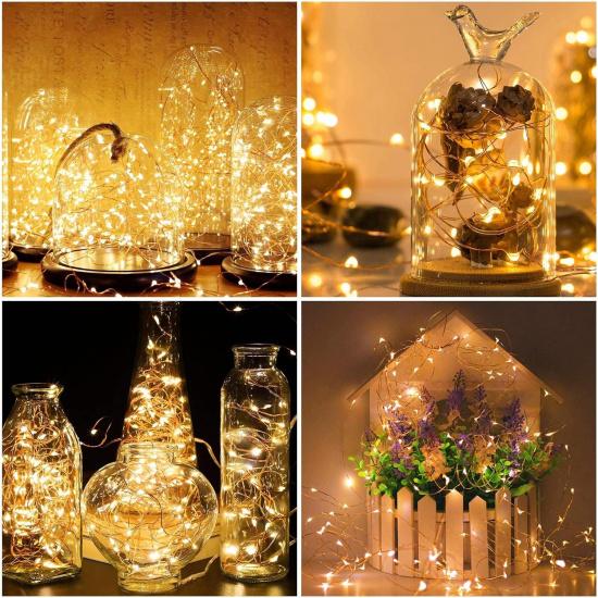 Solar String Lights 2-Pack Each 33FT 100-LEDs Solar Powered Fairy Lights Waterproof Copper Wire 8-Lighting Modes for Garden Patio Trees Yard