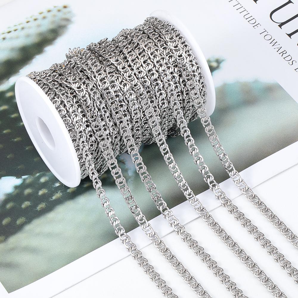 No Fade 1Meter Stainless Steel Gold & Silver Color Twist Stick Link Chain Bulk Chains for DIY Necklace Bracelet Jewelry Making