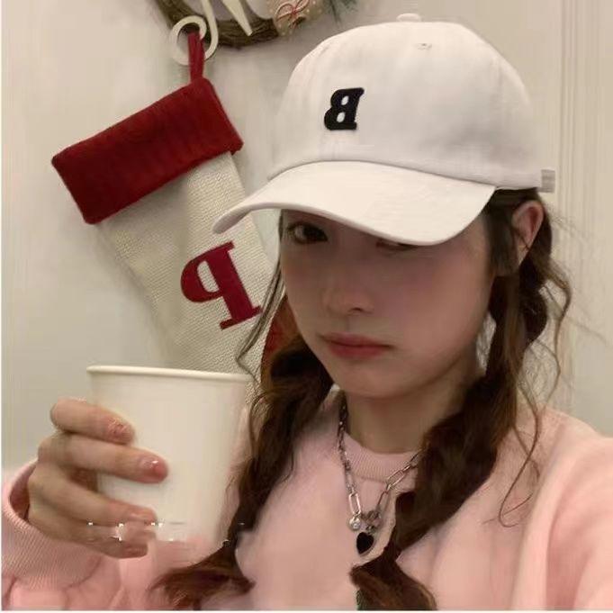 New Hat Baseball Hat for Women In Summer Thin Korean Style Versatile Face Showing Small Curved Brim Letter Baseball Cap