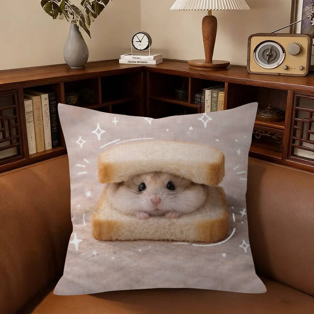 Funny Sad Hamster Emoticon Cushion Cover Pillowcase Upholstery Sofa Throw Pillow Home Decor Pillowcas