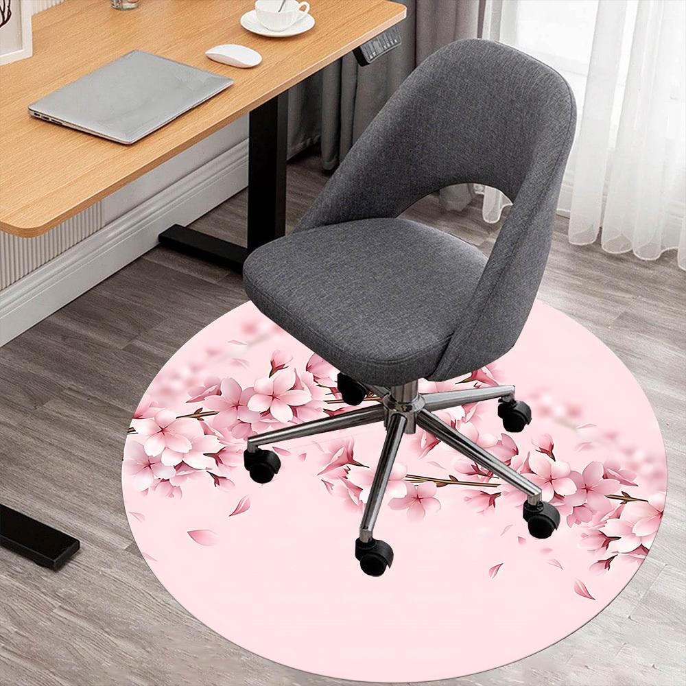 1pc Cherry Blossoms Spring Round Chair mat Area Rug - Non-Slip, Floor Mat for Office, Bedroom, and Indoor Decor c1125196
