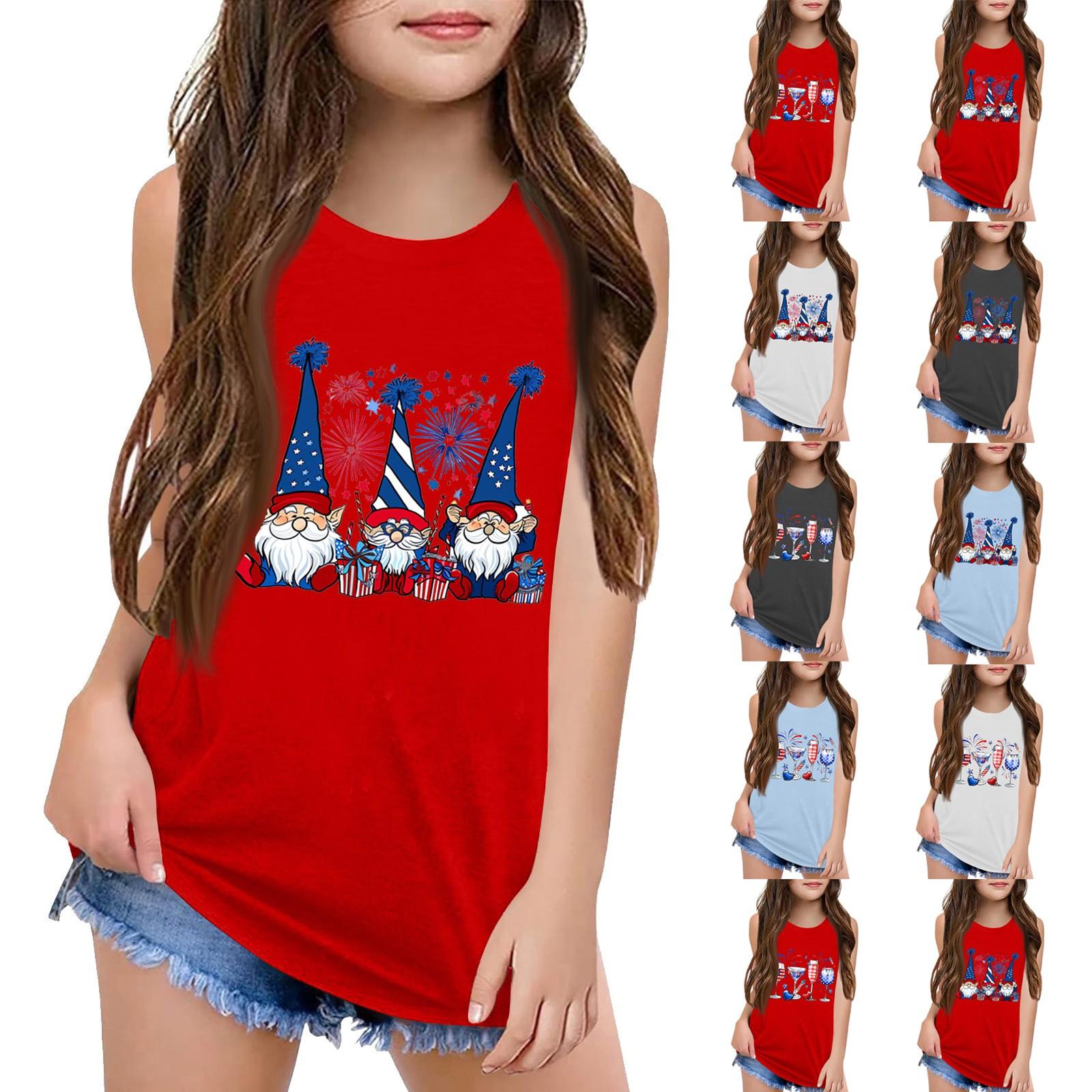 

Girls Kids Summer Crewneck Sleeveless Shirts Tank Tops 150 білий