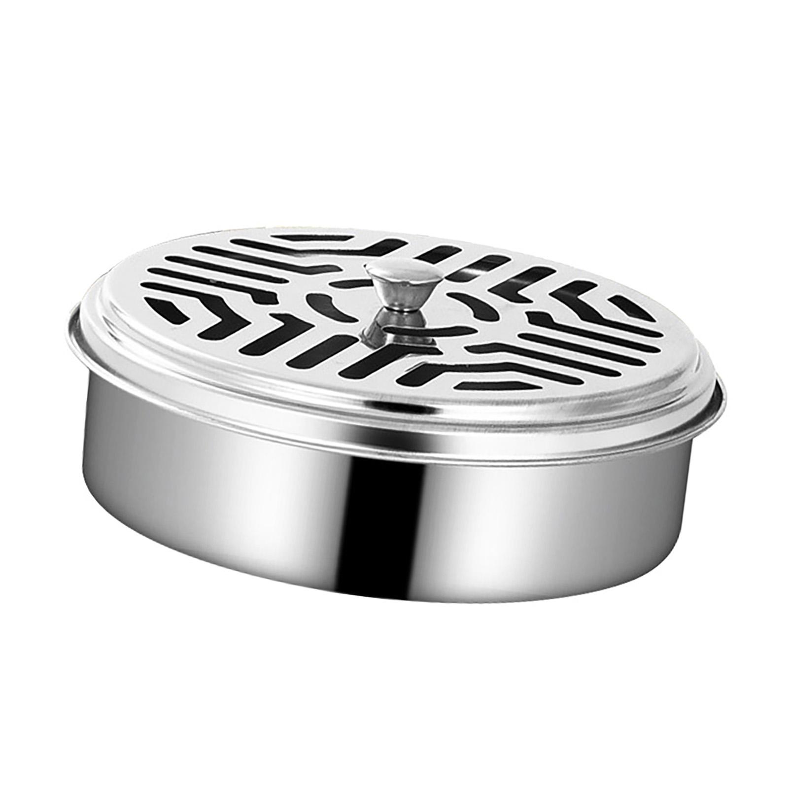 

Держатель для спиральных благовоний из нержавеющей стали, огнеупорный, ударопрочный, портативный, для ароматерапии, круглая коробка-держатель для спиралей от мух с крышкой для